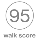 Circular icon displaying a walk score of 95 for the 40 Thorndike neighborhood in Cambridge