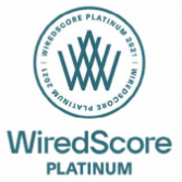 WiredScore Platinum certification logo showcasing high technological infrastructure at 40 Thorndike